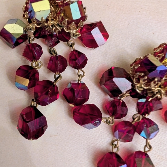 Vogue Jewelry - Vintage Vogue Red and Gold tone Dangle Earrings